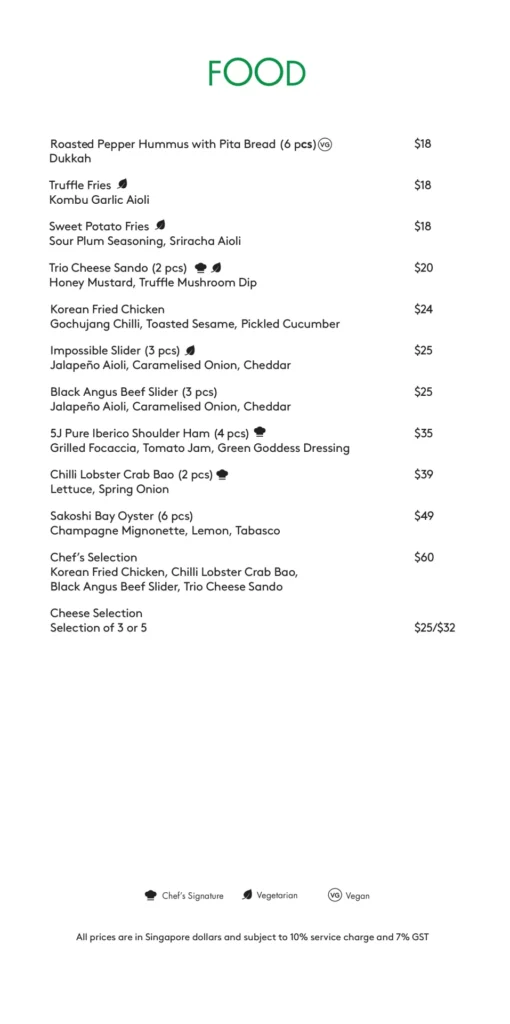 Mr Stork Menu Singapore