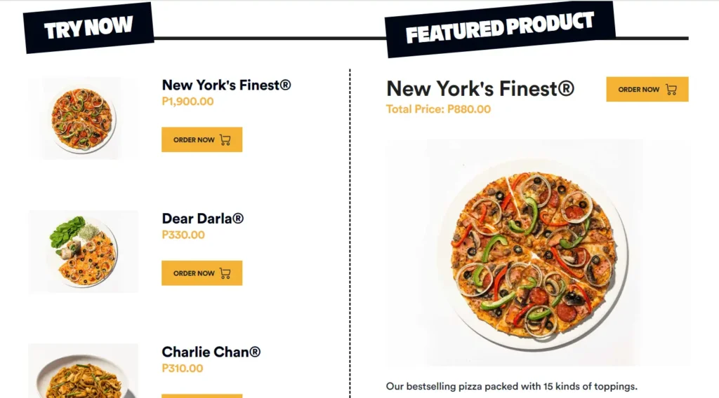 Yellow Cab Pizza Menu Singapore