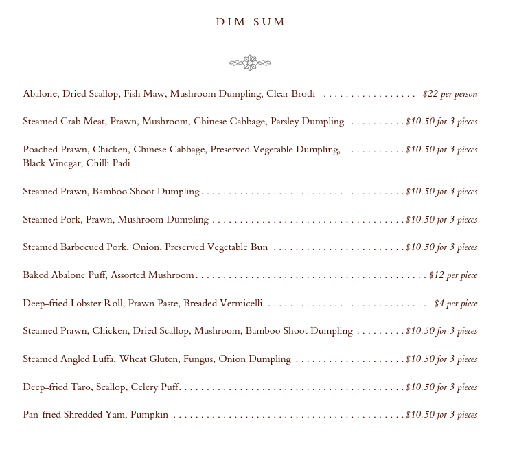 SUMMER PAVILION MENU SINGAPORE