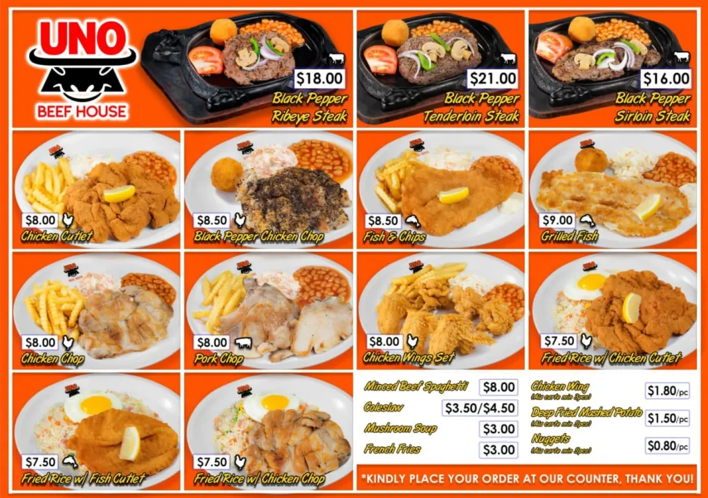 Uno Beef House Singapore Menu